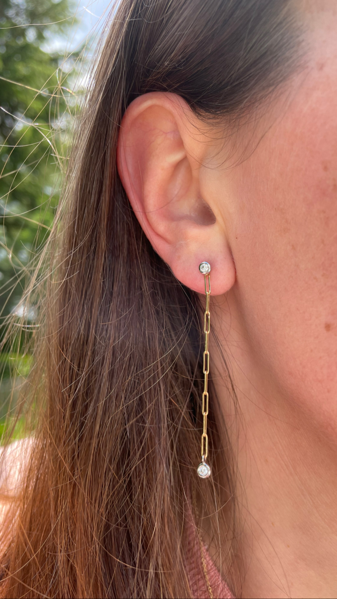 Boucles 2 en 1 diamants sur maille rectangle