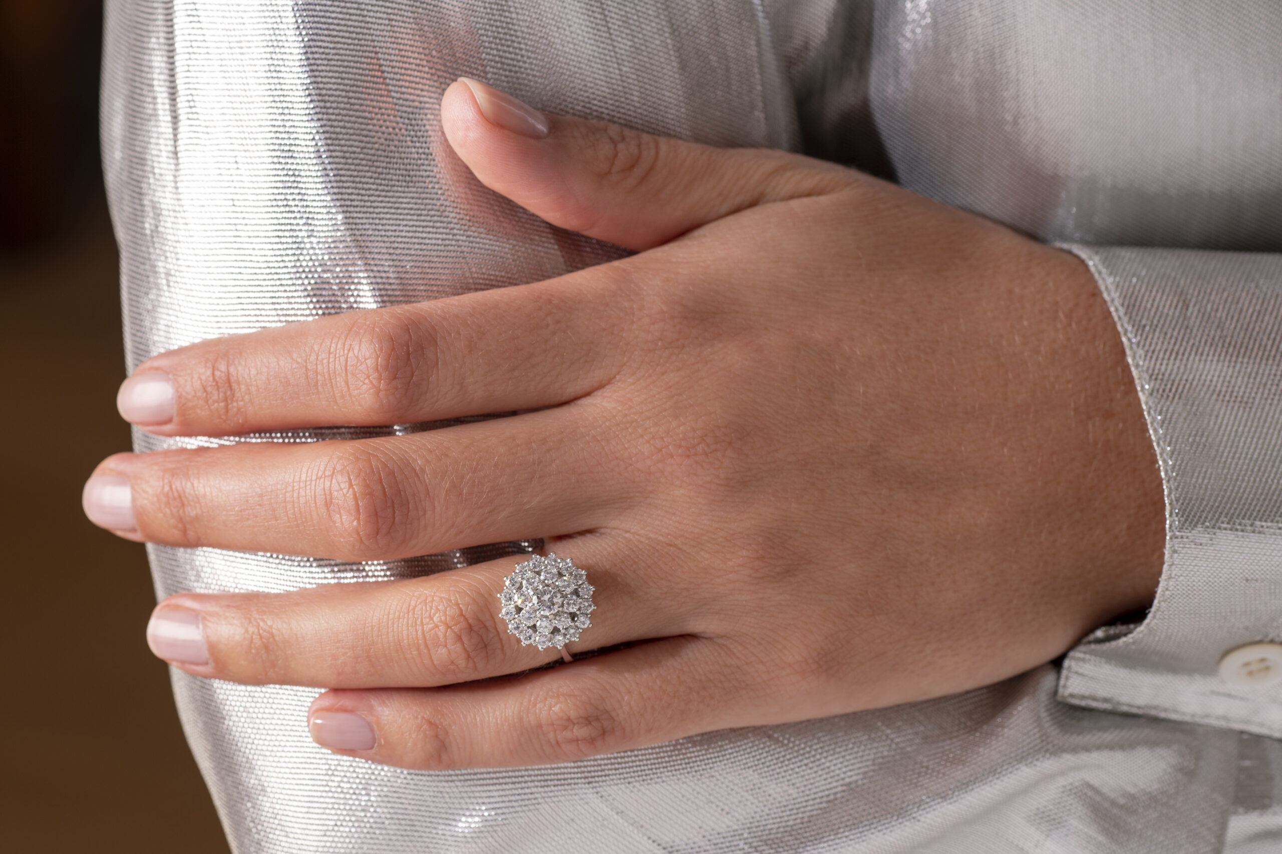 Bague marguerite diamant or blanc