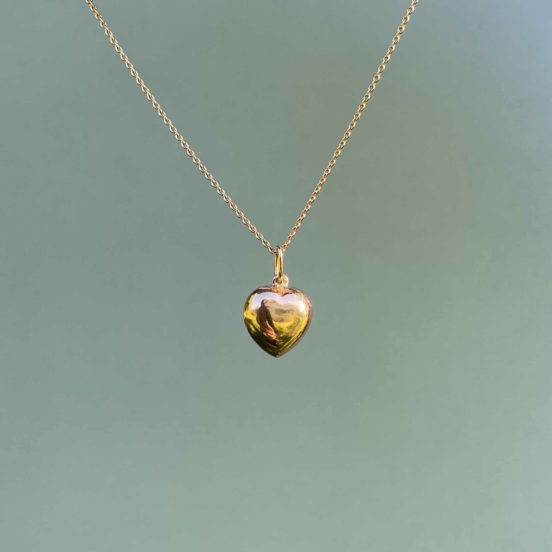 Pendentif coeur bombé or jaune - Pendentif vintage - BijouxBaume