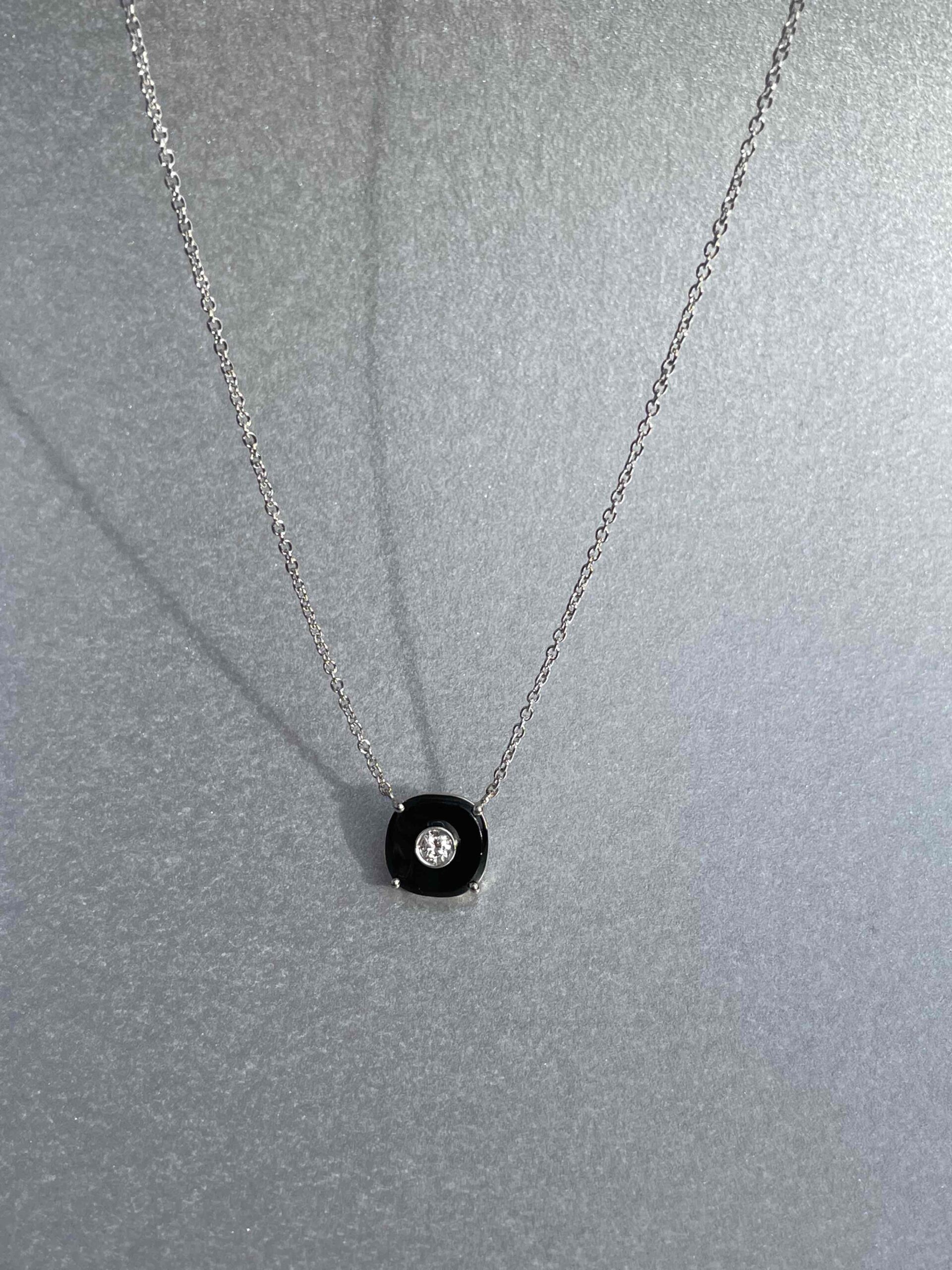 Collier diamant et onyx art déco