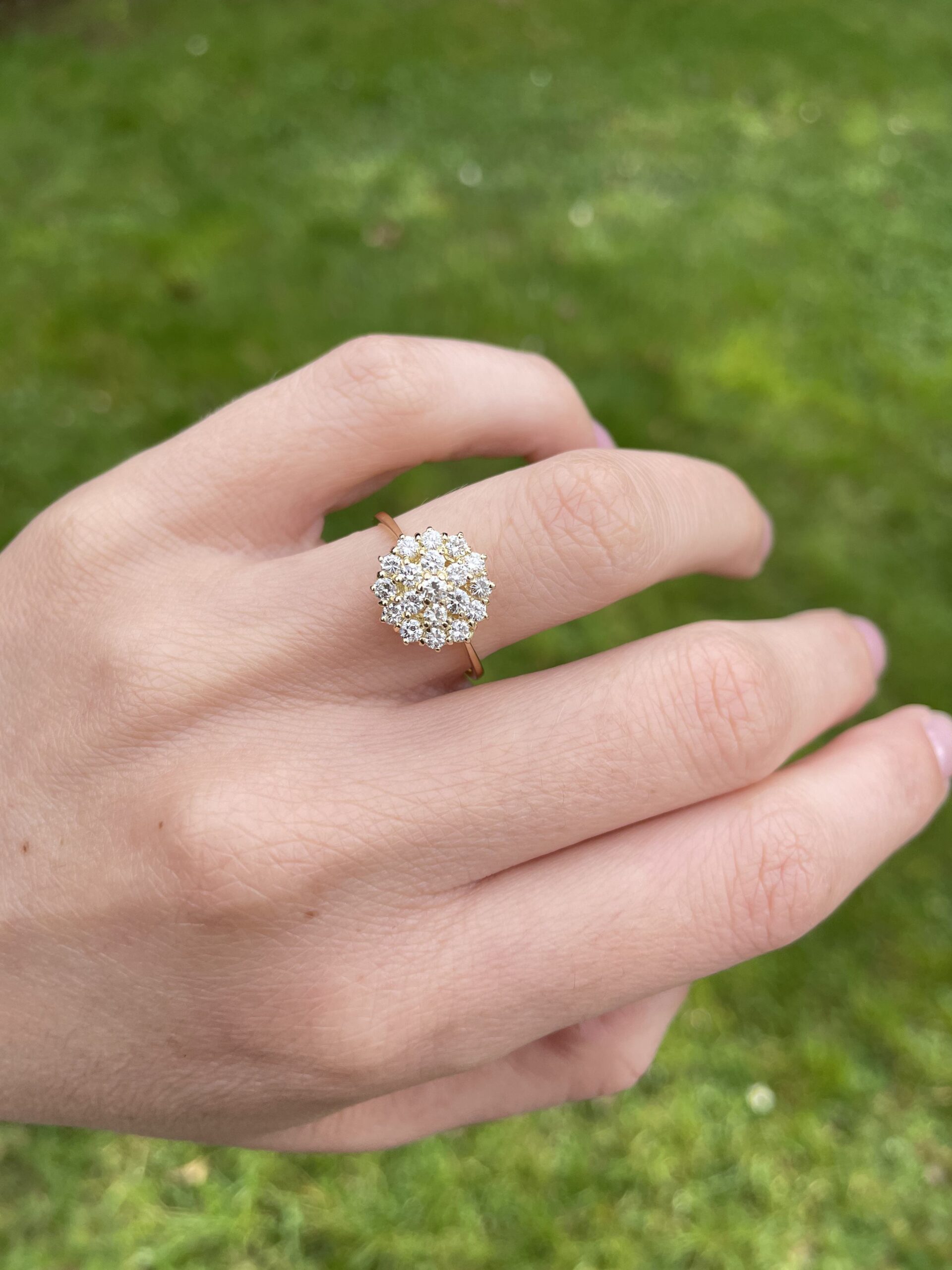 Bague marguerite diamant or jaune