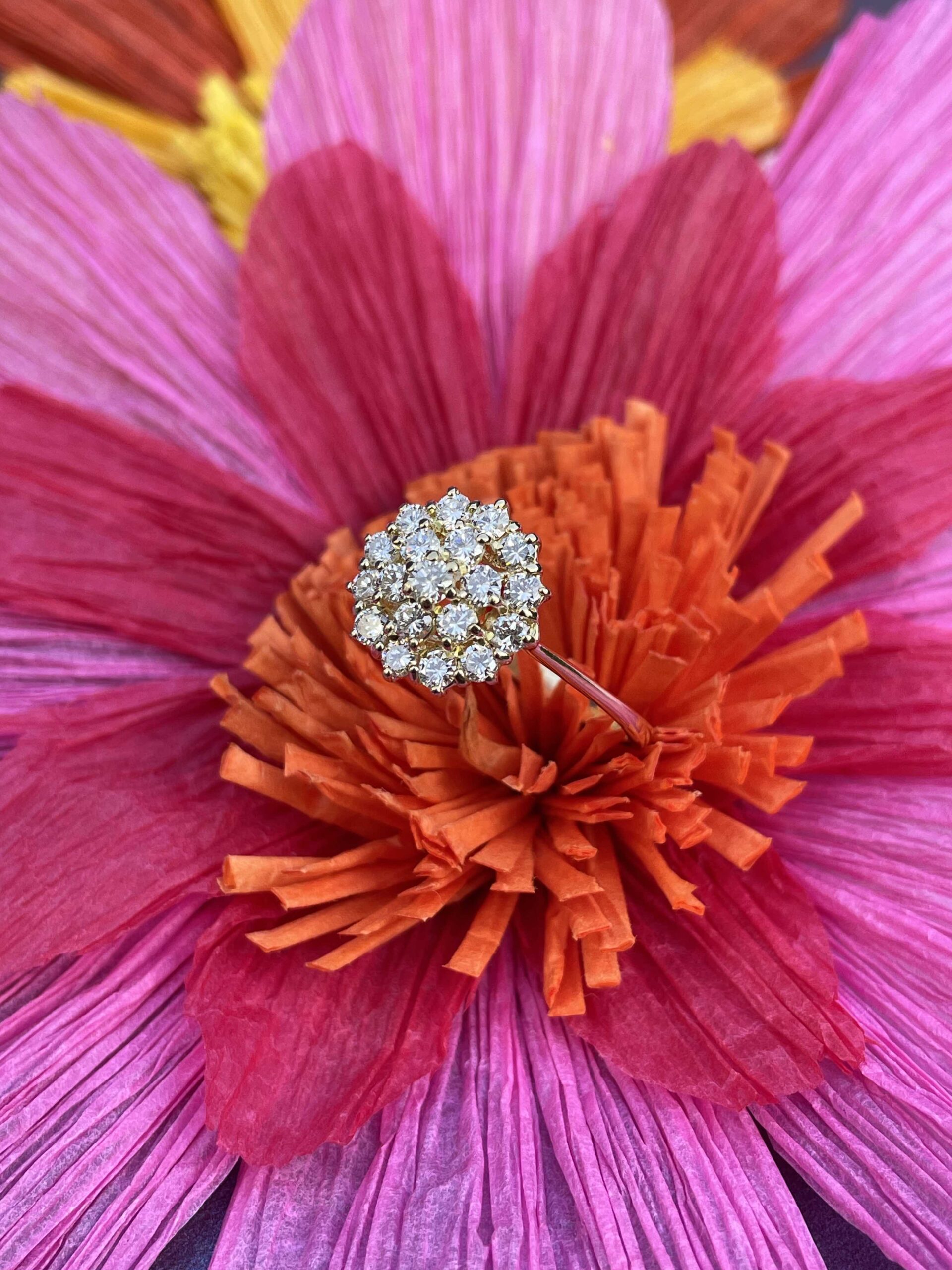 Bague marguerite diamant or jaune