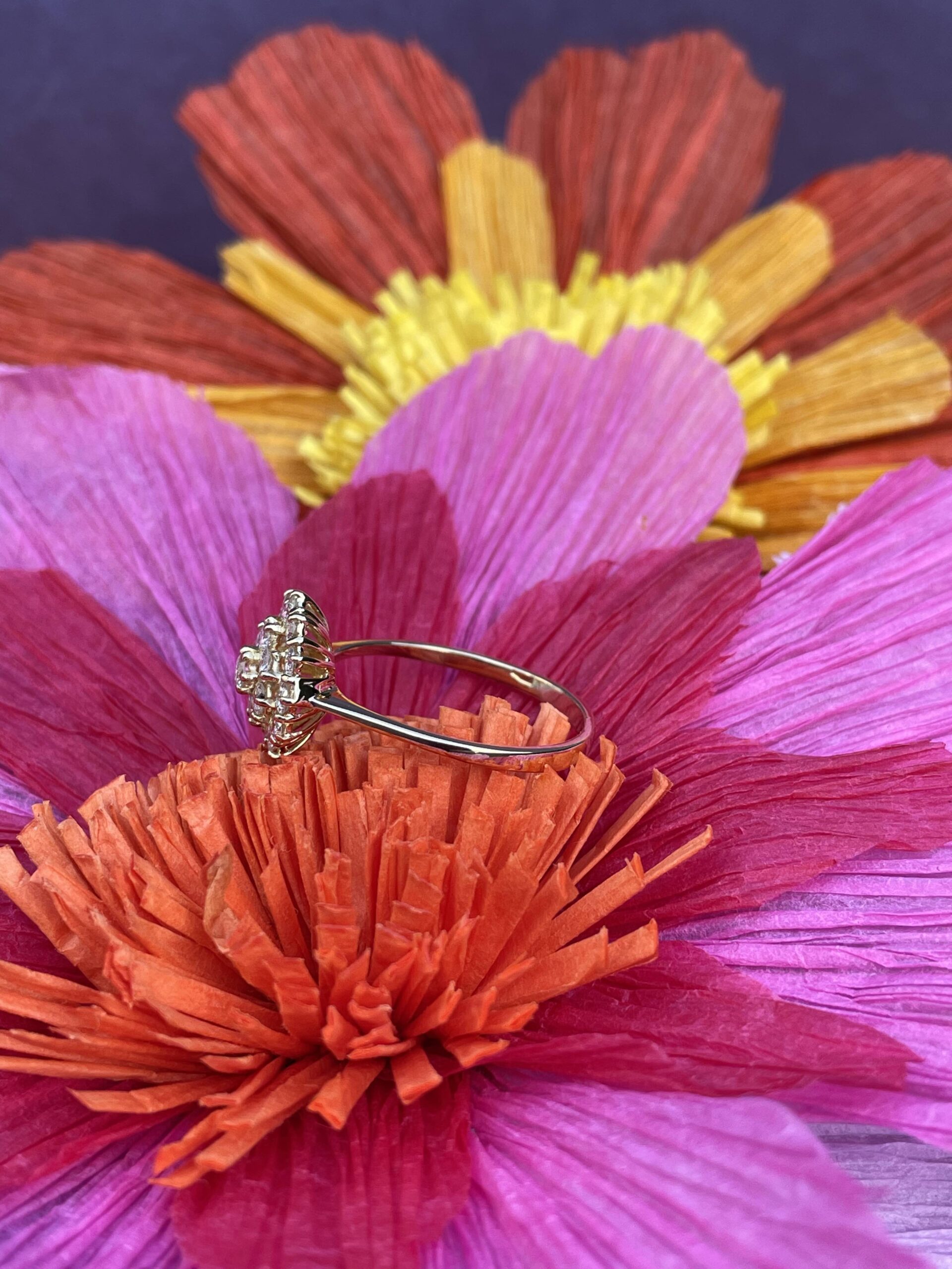 Bague marguerite diamant or jaune