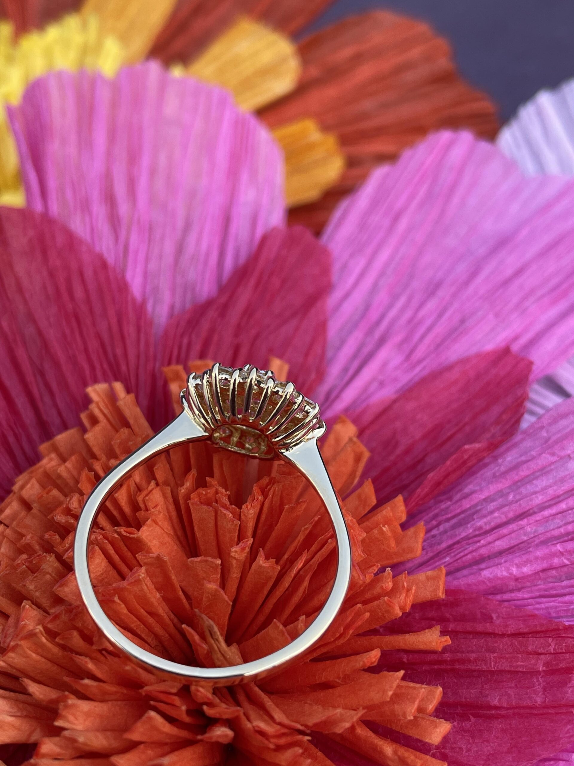 Bague marguerite diamant or jaune