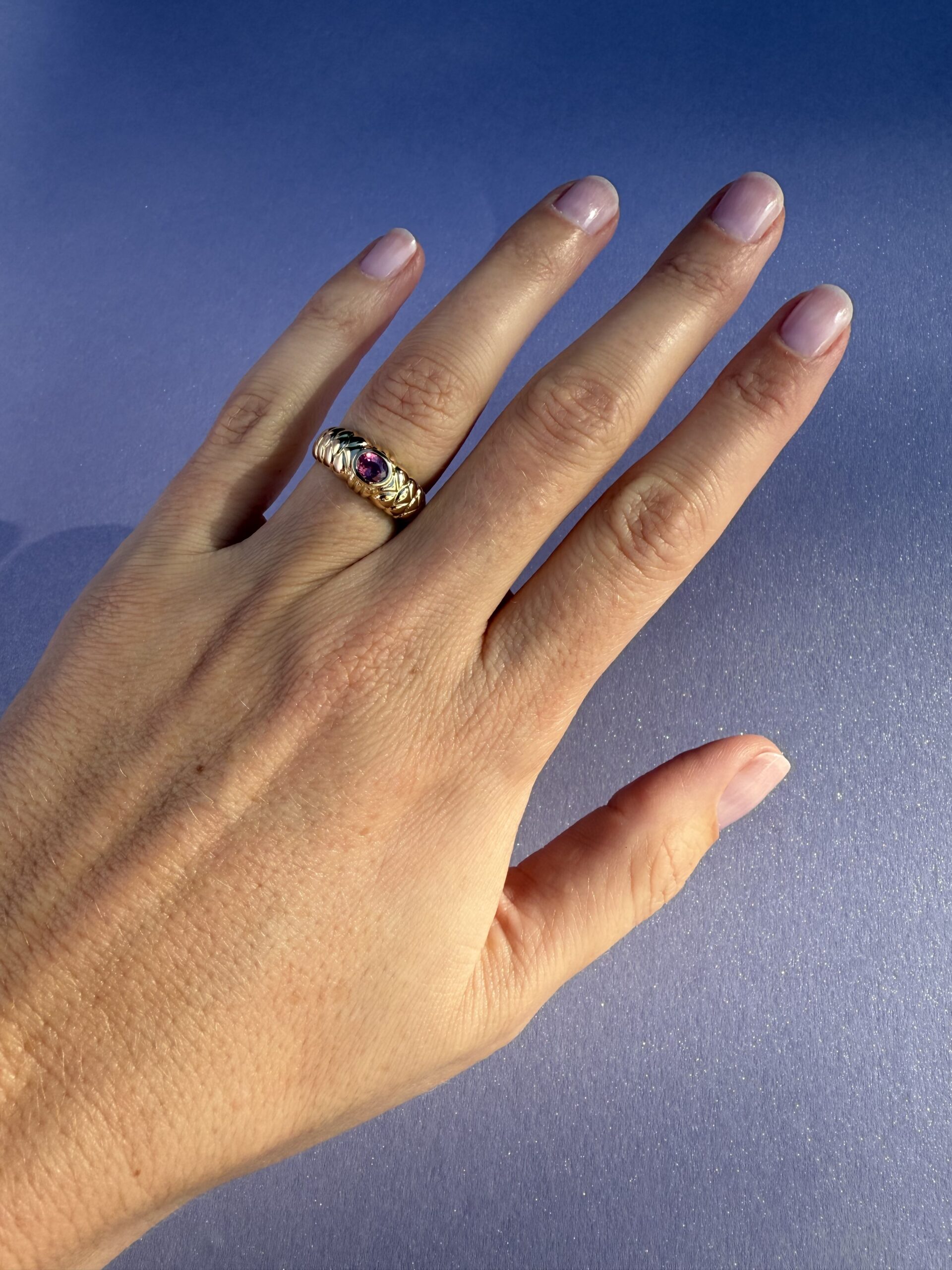 Bague jonc saphir rose