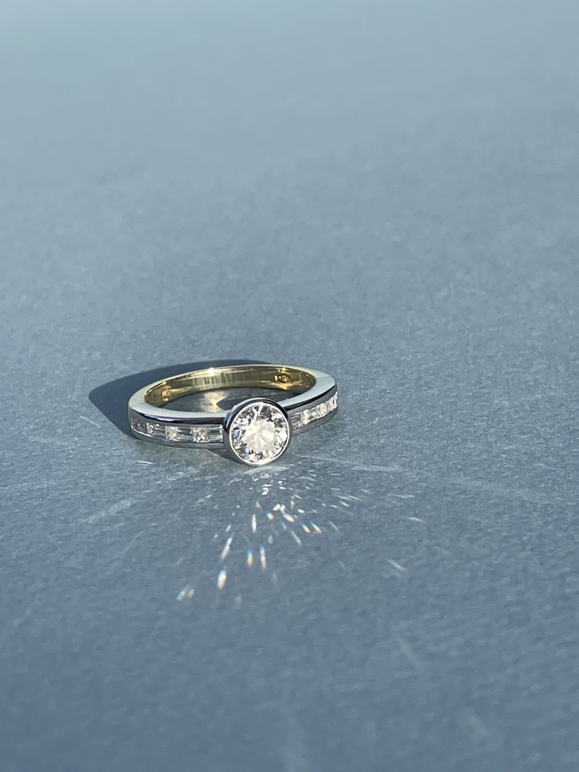 Bague bicolore baguettes